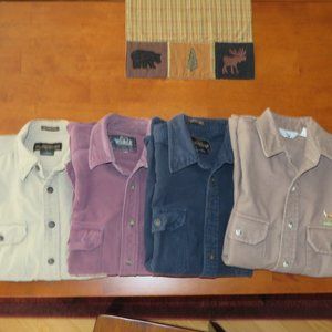 Lot of 4 chamois flannel shirts mens large Woolrich, Black Duck, 2 Weatherproof